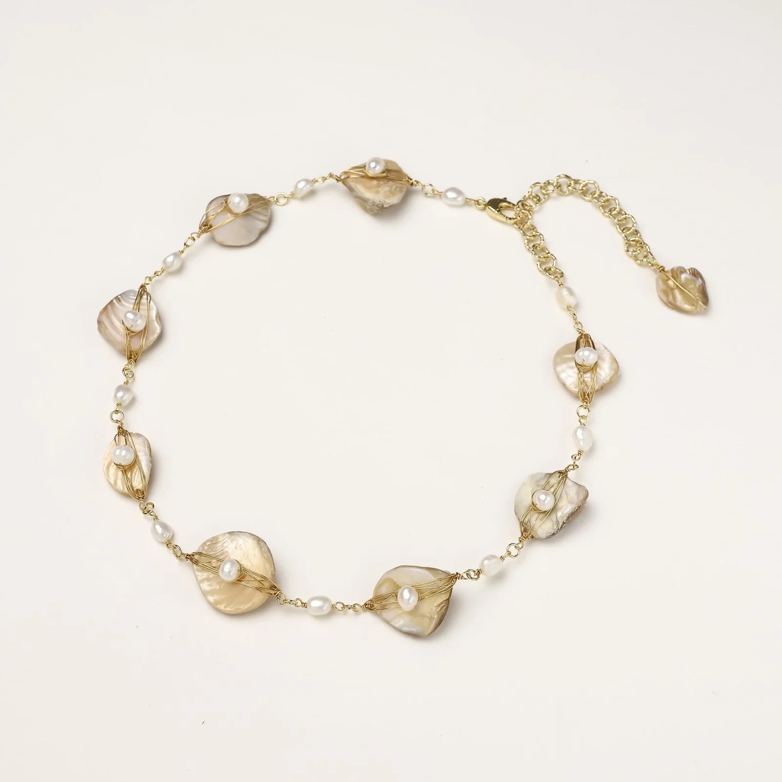 Golden Leaf Pearl Necklace
