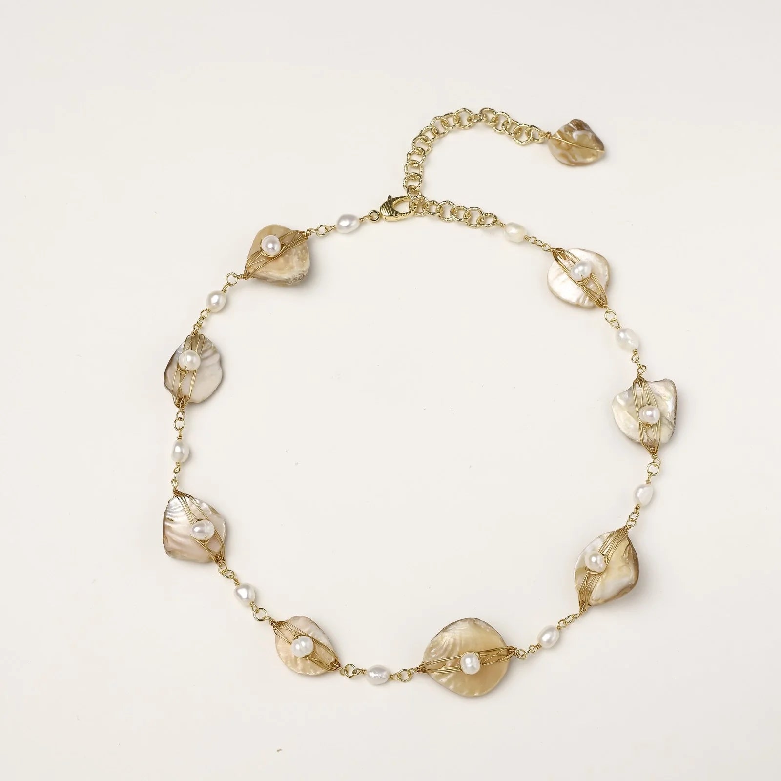 Golden Leaf Pearl Necklace