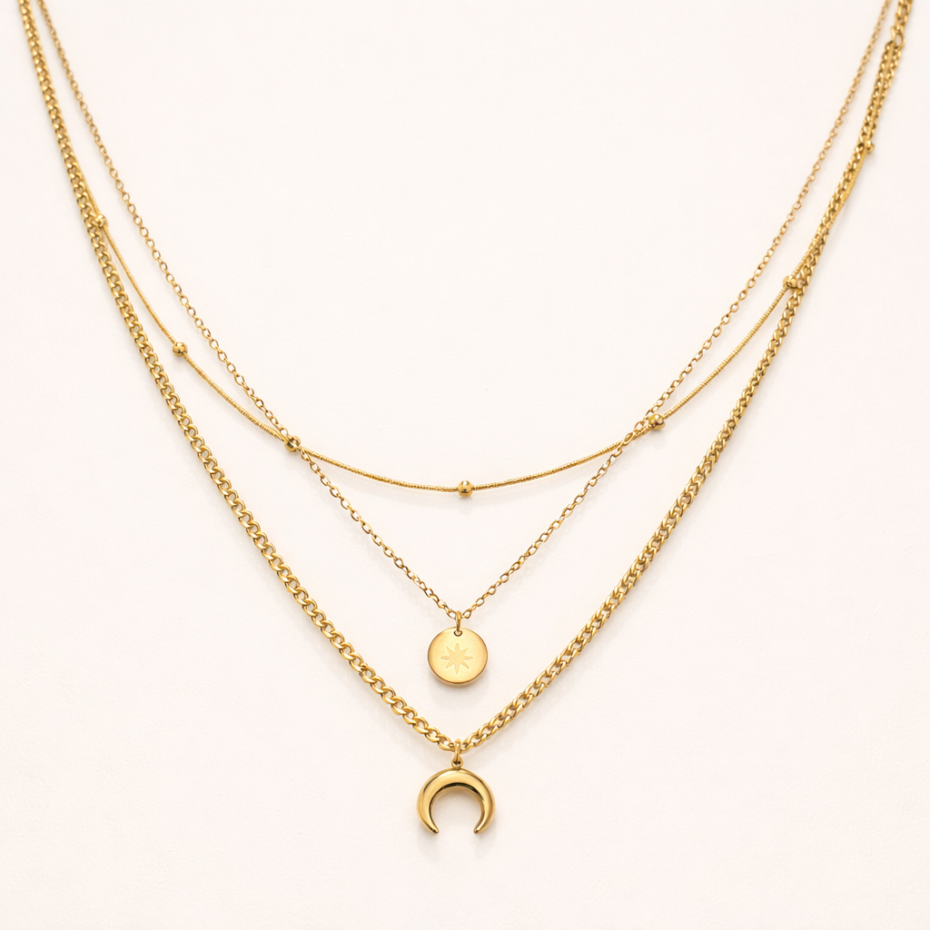 Golden Half Moon Layer Necklace