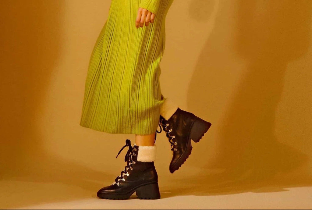 Black Calf Leather Cassia Combat Boots – 7.8cm Heel