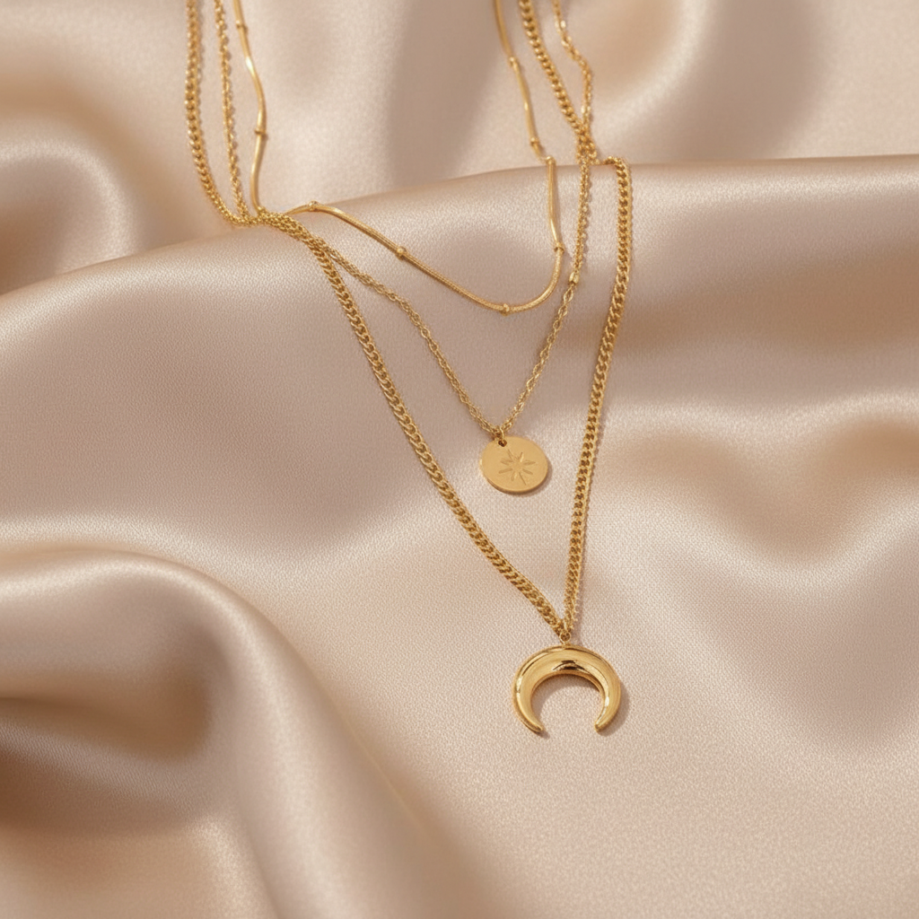 Golden Half Moon Layer Necklace